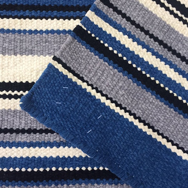 Tapete Tear 200x250 Chenile Listrado azul cru
